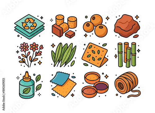 Eco Crafts Icons. Eco Crafts. Colorful isometric vector icons se