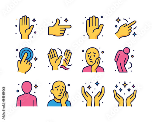 Gesture Communication Icons. Gesture-based communication. Colorf