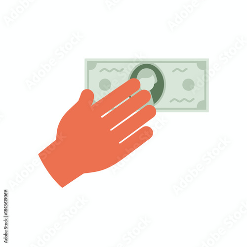 A hand reaching for cash symbolizes the concept of money and finance, illustrating the importance of economic transactions in our daily lives and societal interactions.