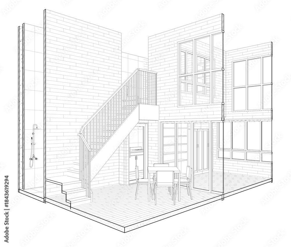 Fototapeta premium 3D illustration of residential project