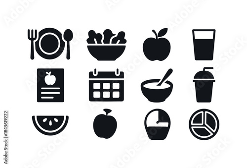 Dietary Icons Set. Dietary Habits. Solid icon set of Dietary Hab