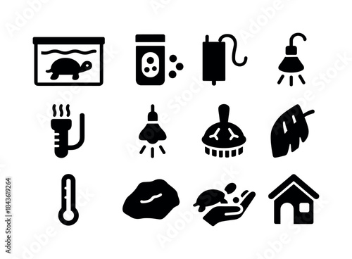 Pet Turtle Icons. Pet turtles. Solid icon set of pet turtles: tu