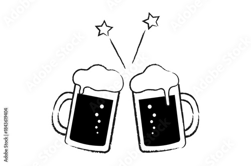 手描きのビールで乾杯のアイコン