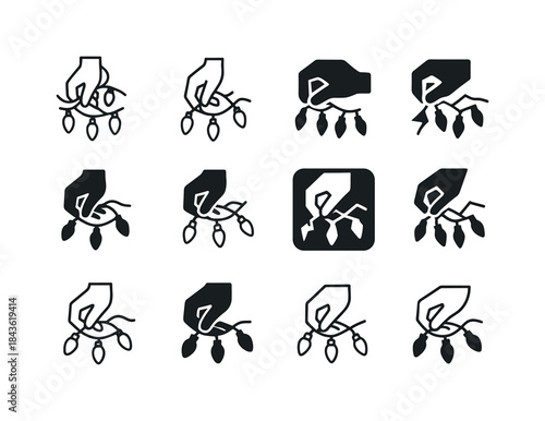 Holiday Cleanup Icons. Cleaning up after holidays. Icon set. Set