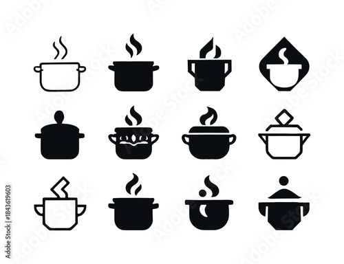 Festive Meal Icons. Preparing a festive meal. Icon set. Set Logo