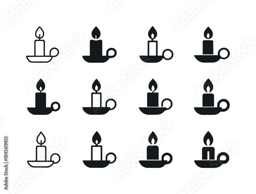 Candle Logo Variations. Candle Light. Icon set. Set Logo of cand