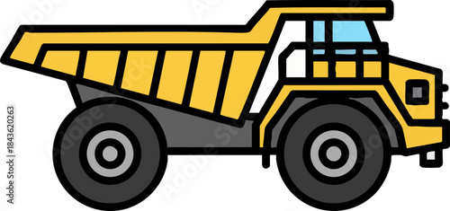 Yellow Off Road Mining Dump Truck Icon Design