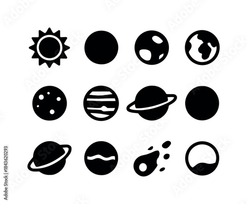 Solar System Icons. Solar System. Solid icon set of Solar System