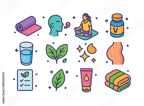 Prenatal Wellness Icons. Prenatal Wellness. Colorful isometric v