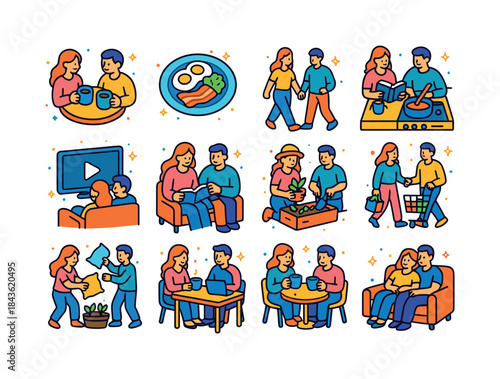 Couple's Daily Icons. Capturing shared moments in a couple's dai