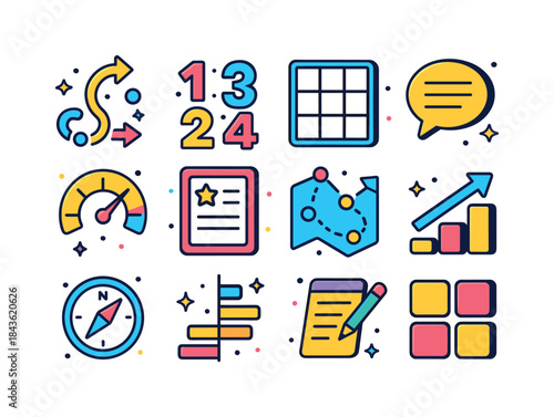 Choreography Icon Set. Choreography Elements. Colorful isometric