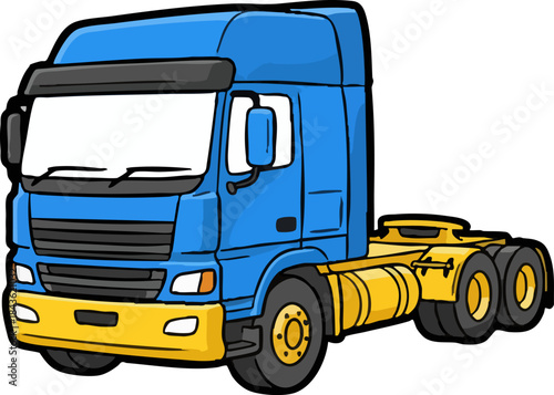 Commercial haulage truck vehicle cabin cartoon vector art illustration.