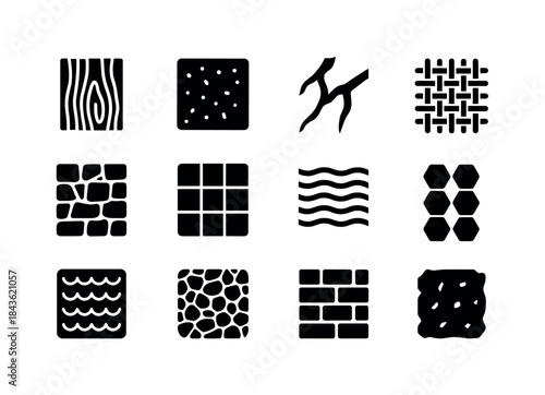 Interior Texture Icons. Interior Textures. Solid icon set of Int