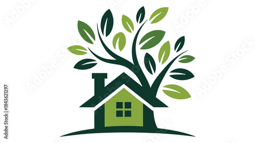 Green house with tree