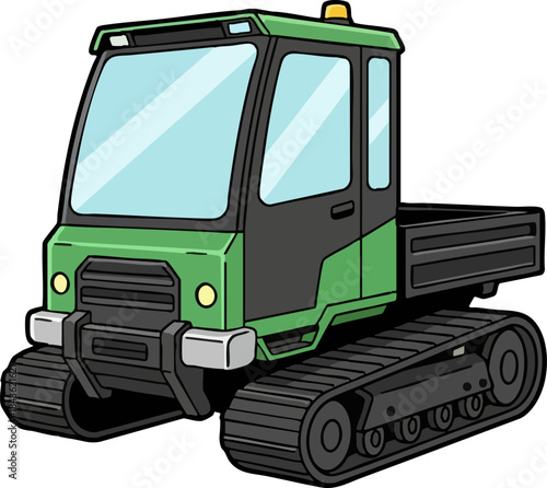 Green Tracked Utility Vehicle Cartoon Illustration