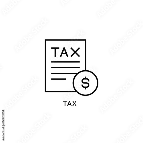 Simple icon representing tax document with dollar sign