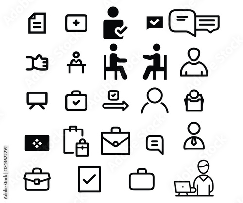Business and Human Resources Line Icons Collection
