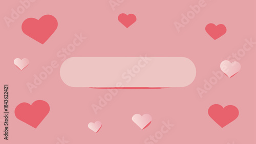 A gentle pink background with scattered hearts and a central frame for text or content This minimalist vector illustration is perfect for celebrating love and romance