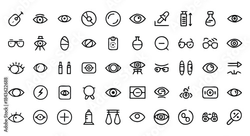 Ophthalmology and Vision Care Line Icons Collection
