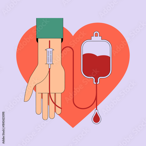 A powerful image depicting the act of blood donation with a hand connected to a blood bag, symbolizing compassion and the importance of helping others through health initiatives.