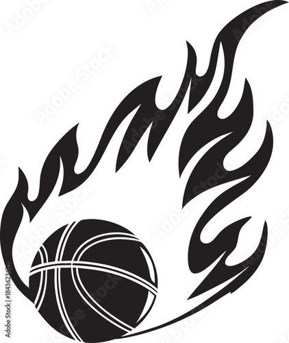 basketball ball with flames