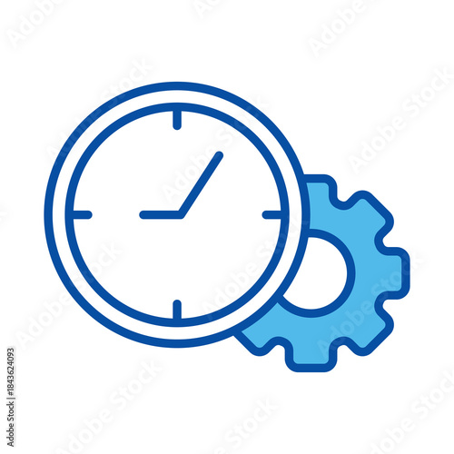 Time In Blue Style, Vector Illustration