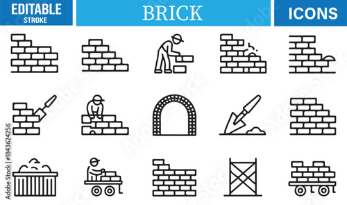Modern vector brickwork symbols for architecture and building projects