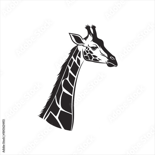 Stylized Giraffe Head Silhouette Illustration