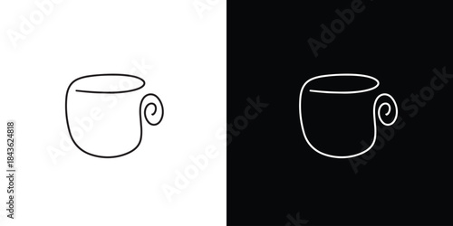 hand drawn mug vector. minimalist cup line art. coffee. drink