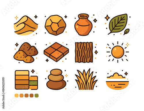 Isometric Earth Tones. Earth Tones. Colorful isometric vector ic