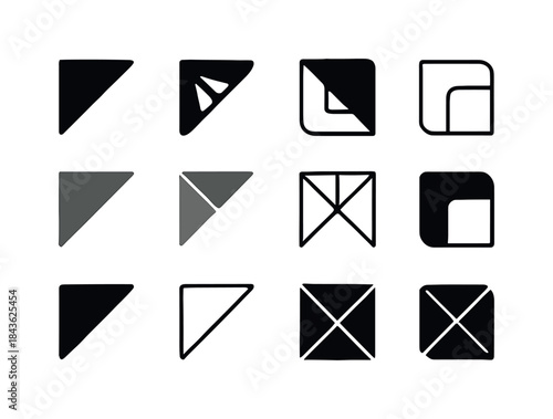 Prismatic Mirror Icons. mirror corner. Icon set. Set Logo of mir