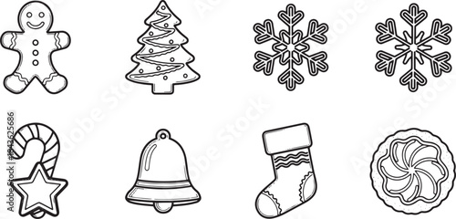 Christmas cookies and gingerbread man on a white background.