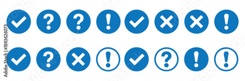 Check Mark Icons in Circle – Editable Stroke Tick Symbol Set. Vector