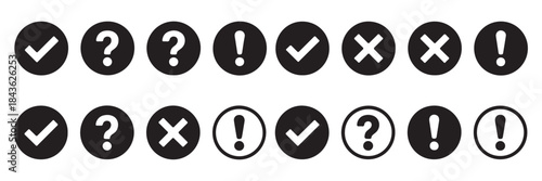 Check Mark Icons in Circle – Editable Stroke Tick Symbol Set. Vector
