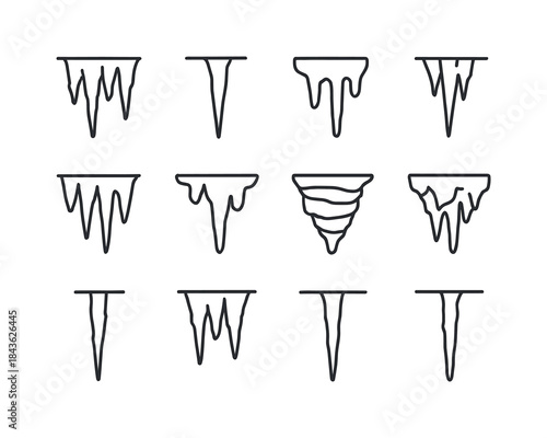 Stalactite Line Icons. Stalactites. Line icon set of Stalactites