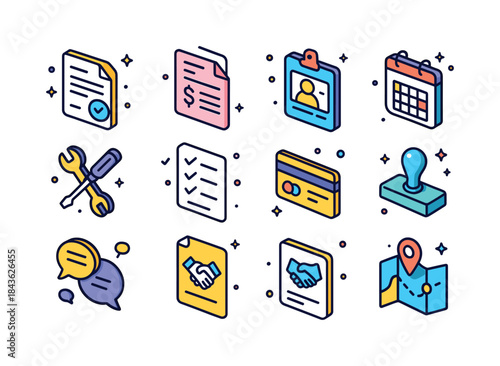 Independent Contractor Icons. Independent Contractors. Colorful