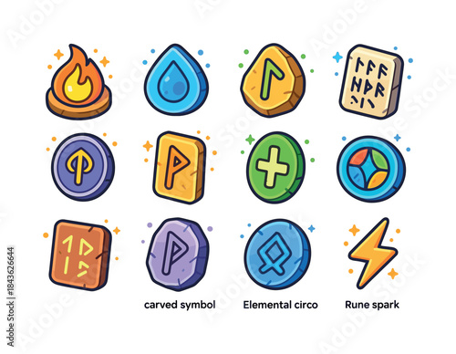 Colorful Magic Runes. Magic runes. Colorful isometric vector ico
