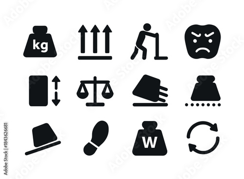 Weight and Motion Icons. Weight and motion. Solid icon set of We