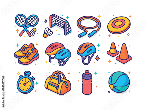 Family Sports Icons. Family Sports. Colorful isometric vector ic