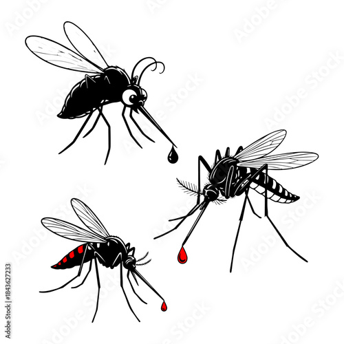 Mosquito with Blood Drop for Pest Control silhouette pack