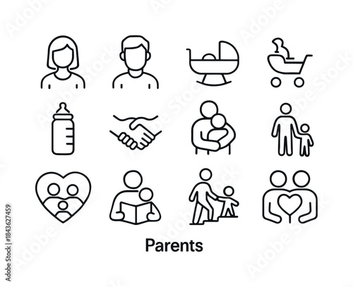 Parent Icon Set. Parents. Line icon set of Parents: mother icon,