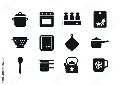 Holiday Kitchen Icons. Holiday Kitchen. Solid icon set of Holida