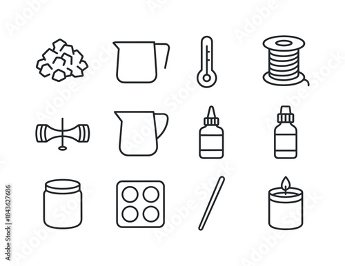 Candle Making Icons. Candle making. Line icon set of candle maki