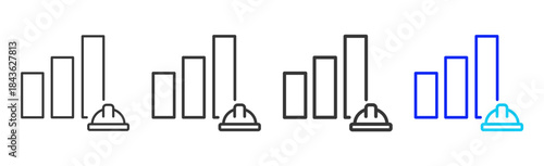 safety analytics icon set collection in creative outline style for industry featuring multiple thickness variations suitable for workplace standards and operational use