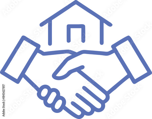 Real Estate Handshake Icon Successful Property Deal and House Handover Vector Illustration