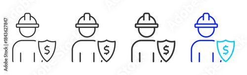 personnel protection icon set collection in creative outline style for industry featuring multiple thickness variations suitable for workplace standards and operational use