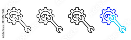 inspection safety icon set collection in creative outline style for industry featuring multiple thickness variations suitable for workplace standards and operational use