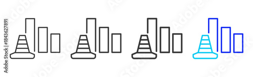 risk monitoring icon set collection in creative outline style for industry featuring multiple thickness variations suitable for workplace standards and operational use