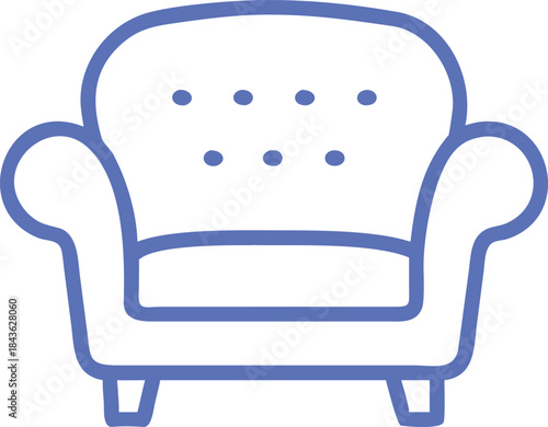 Tufted Armchair Icon Furniture Living Room Interior Luxury Seat Vector Illustration