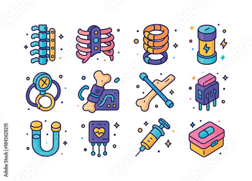 Biomechanical Icon Collection. Biomechanical upgrades. Colorful